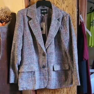 Brand New Ebossy Women's Gray Plaid Blazer